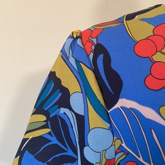 J Crew Mercantile Colorful Tropical Floral Print Faux Wrap Dress Size 4 - Picture 4 of 10